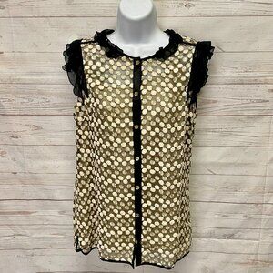 Tory Burch Embroidered Sheer Ruffle Blouse with camisole